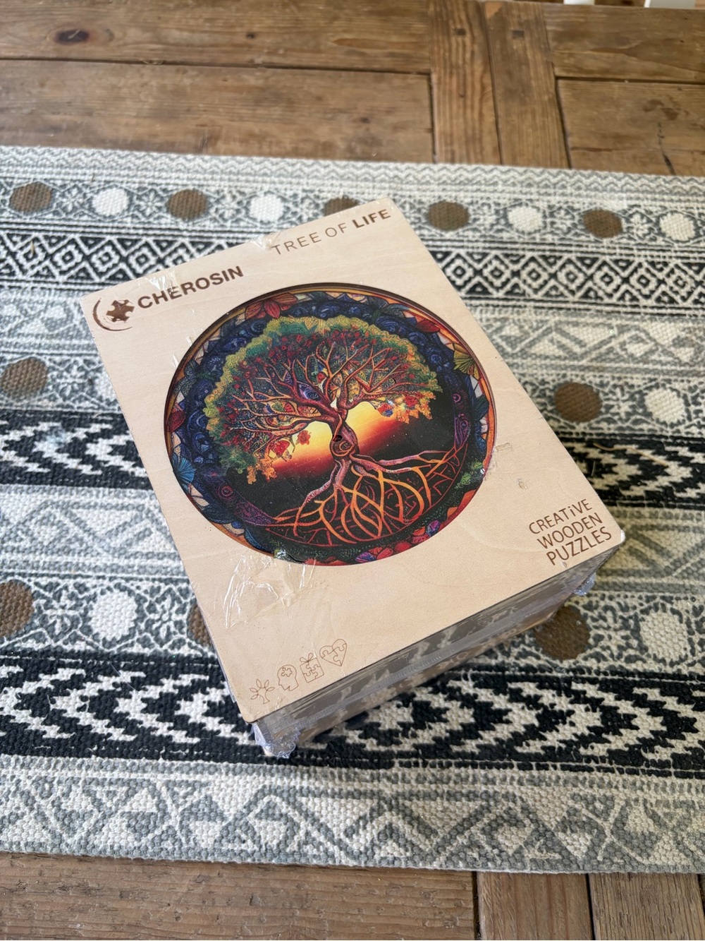 Cherosin Tree of Life Round Wooden Puzzle - Multicolor
